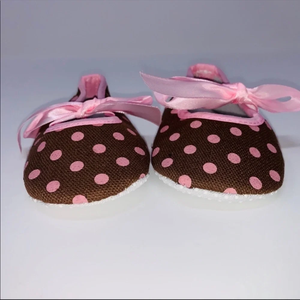 NEW Baby Girl Brown and Pink Polka Dot Shoes